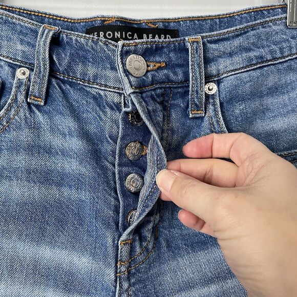 Veronica Beard Shiloh Relaxed Short Mid Rise Denim Lava Stone Wash Size 24 - Picture 5 of 8